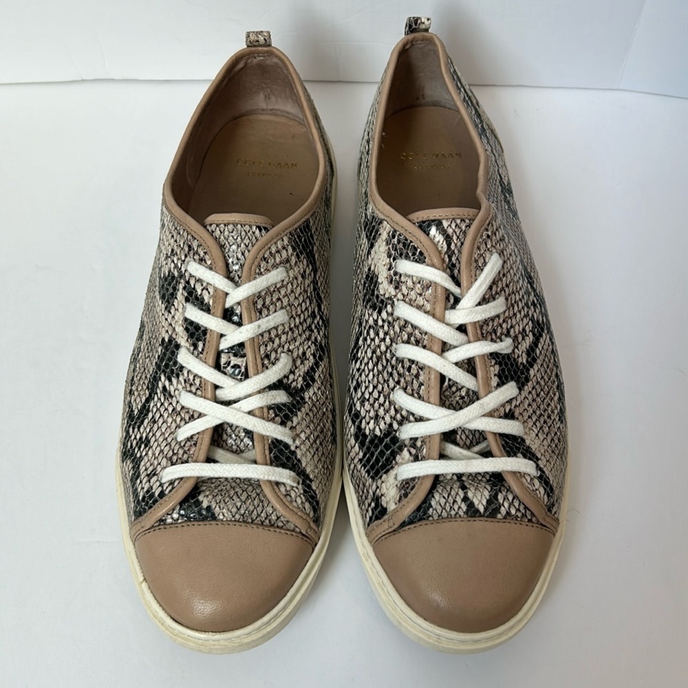 Cole Haan Hendrix Snake Print Laceup Sneakers Leather Animal Print Size 8 - Picture 2 of 13